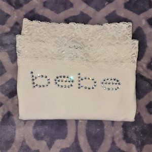 Items $10 and under 3/$20 White Bebe T-shirt with Lace Neckline